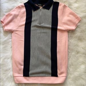 Multi colored polo zip up shirt